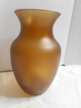 Indiana Glass Co Chardonnay Vase 7 3/4&quot; Tall 1990s #31086 Gold/Brown Wide Mouth - £15.70 GBP