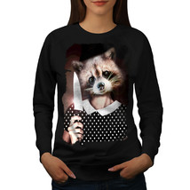 Wellcoda Raccoon Girl Sweet Womens Sweatshirt, Cute Lady Casual Pullover Jumper - £22.44 GBP+