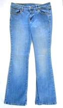 Blue Jeans Sz 11/31 Bootcut 5 Pocket Light Wash Fleur de Lis Button Detail - £9.07 GBP