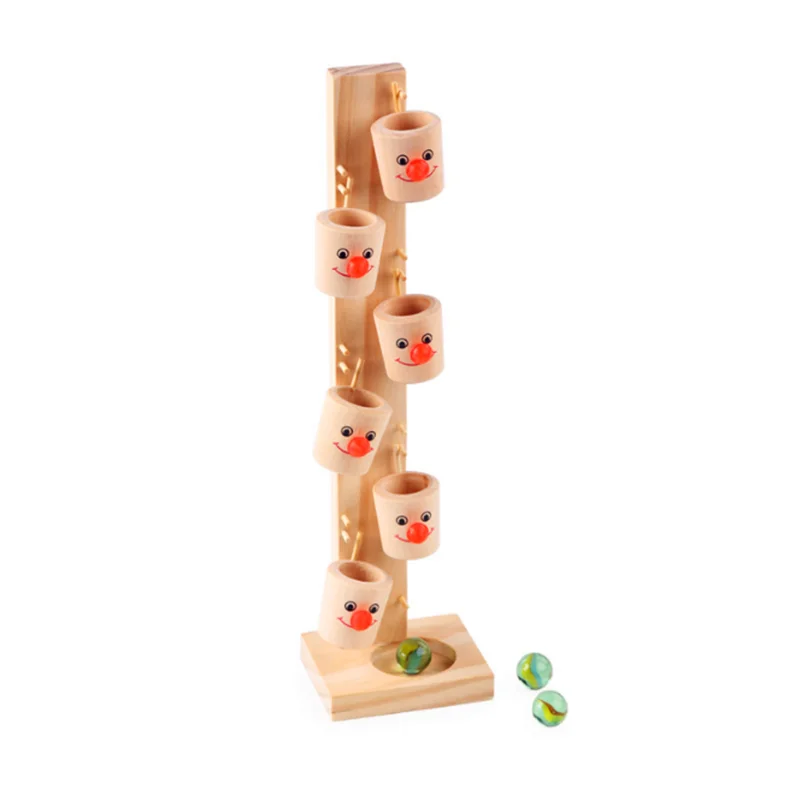 Baby Montessori Clown Pattern Wooden Blocks Tree Marble Ball Run Track Game - £12.28 GBP+