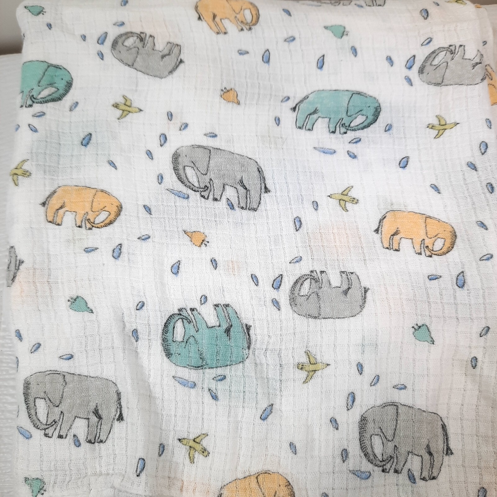 Aden + Anais Ellie Elephant Baby Blanket Bird swaddle Bamboo Blue Gray Y... - $75.00