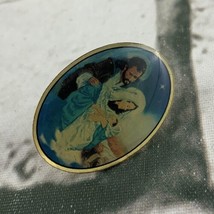 Lapel Pin Mary Joseph Baby Jesus Oval Portrait Gold Toned 1” - $11.88