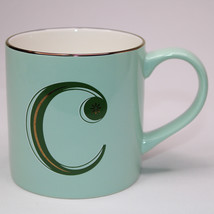 Monogram C Initial Mug OPALHOUSE Stoneware Coffee Mug Cup Mint Green Gol... - $10.69