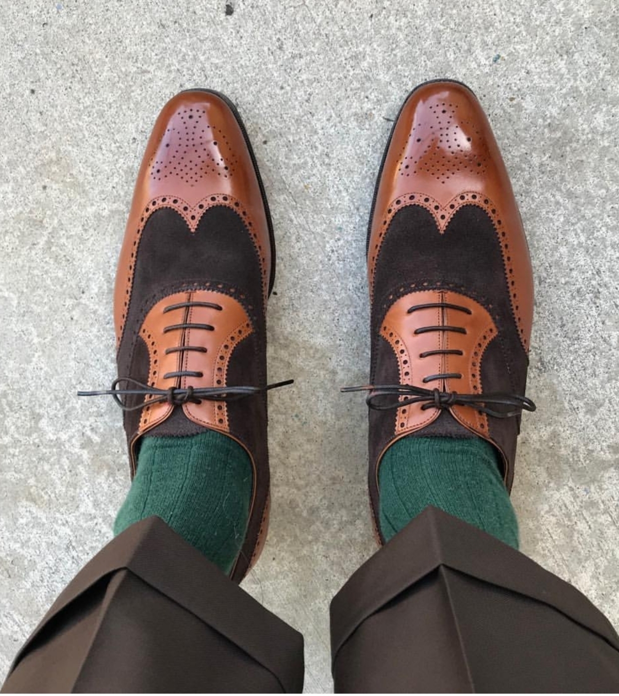 NEW Handmade Men's Black Brown Leather Suede Wing Tip Lace Up Brogue shoes