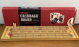 EUC Vintage Wood 2-4 Player Cribbage Board by Crisloid Domino Counter No... - $19.79