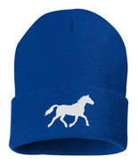 RUNNING HORSE Embroidered Cuffed Beanie Hat, Embroidered Gift, Winter - €13,68 EUR