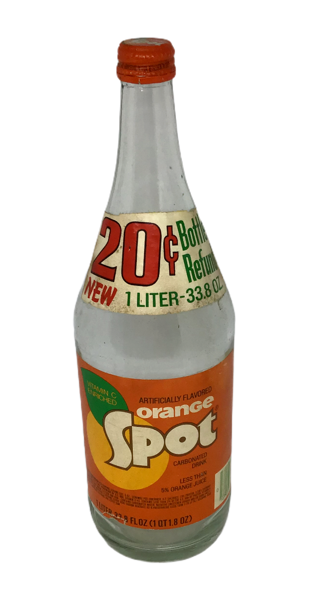 Primary image for Orange Spot Bottle Glass Beverage Soda Pop 33.8 oz 1 Liter Label Vtg Harrisburg 