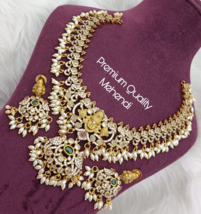 Bollywood Style Gold Plated Indian Choker Necklace CZ Fashion Jewelry Set - £75.95 GBP