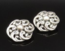 DANECRAFT 925 Silver - Vintage Spiral Floral Non Pierced Earrings - EG11823 - £100.33 GBP