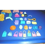 POLLY POCKET ITEMS HATS WIGS PURSES DRESSES DOG BASKET DISH LOT 31 MISC ... - £14.13 GBP