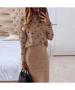 Women&#39;s Knitted Sweater Skirt Two Piece Set Women Slim Fit Elegant Tops ... - £81.75 GBP+