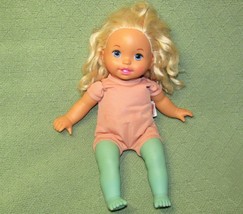 MATTEL LITTLE MOMMY DOLL 2011 SOFT BODY BLOND HAIR BLUE EYES GREEN TEXTU... - £7.38 GBP