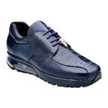 Belvedere Lazaro Genuine Caiman & Lizard Bicycle Toe Sneakers Navy Y40B image 6