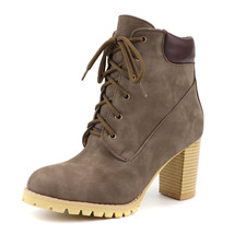 big size 48 women ankle boots round toe lace up winter boots high heels platform - £61.86 GBP