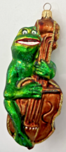 Christopher Radko Jeremiah Frog Bass Cello Blown Glass Ornament U255 - £56.25 GBP