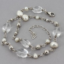 Retired Silpada Sterling Silver Clear Quartz & Freshwater Pearl Necklace N1602 - £22.08 GBP