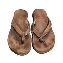 OluKai Aukai Brown Leather Thong Sandals Womens Size 5 EU 35 - $13.00