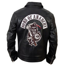 Sons Of Anarchy Black Biker Motorcycle Real Genuine Leather Jacket - £91.66 GBP