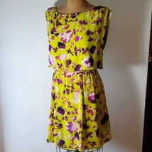 Alice + Olivia 2Pc Dress Size L Crop Top Skirt 96% Silk Green Purple Floral - £120.22 GBP