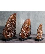 Balinese Wood Handicrafts Tropical Floral Angel Fish Family Set of 3 Fig... - €22,28 EUR