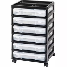 Scrapbook Rolling Storage Cart 6-Tier Large Capacity with 6 Clear Cases ... - $59.39