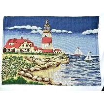 Beach House Lighthouse Tapestry Placemats 2pc Seashore Sailboats Blue Ta... - $338.90 MXN