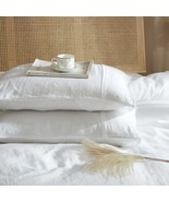 100% French Linen Pillowcase Stone Washed, White Pillow Shams Set Of 2 Q... - $68.37 CAD