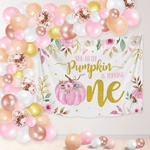 Pink Pumpkin First Birthday Decorations For Girls Our Little Pumpkin Is ... - £30.36 GBP