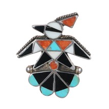 c1950 Zuni sterling channel inlay thunderbird pin - $242.55