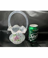 Fenton Panier Français Opalescent Cottage Roses Main Peint J D Davis 8 Inch - €46,48 EUR