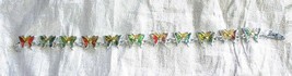 Elegant Iridescent Shell Silver-tone Butterfly Bracelet 1980s vint 7 1/2&quot; x 1/2&quot; - £10.32 GBP