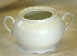 Sugar Bowl No Lid 4380 Bassett All White Embossed Scrolls And Flowers - $12.86