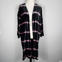 J Jill Womens Duster Jacket Medium Black Crushed Velvet Evening Party Ov... - $29.66