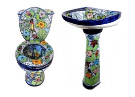 Mexican Talavera Ceramic Toilet Hand Painted - Colibris - - $22,462.85 MXN