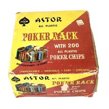 Vintage Astor Revolving Poker Rack &amp; Chips Original Box Red White Blue P... - $108.56 MXN
