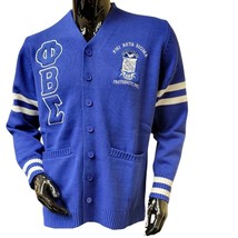 Phi Beta Sigma Fraternity Royal Blue Cardigan Sweater 1914 Gomab - £63.48 GBP