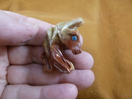 Y-HOR-HE-15 red tan CHESS HORSE HEAD figurine gemstone SOAPSTONE PERU ho... - $8.59