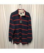 Arrow Sweatshirt Mens Medium Navy Blue Red Stripe Partial Zip Pullover NEW - £15.36 GBP