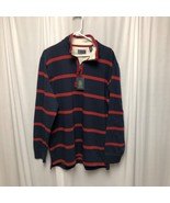 Arrow Sweatshirt Mens Medium Navy Blue Red Stripe Partial Zip Pullover NEW - £14.96 GBP