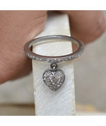 Natural Pave Diamond 925 Silver Band Ring Diamond Heart Charm Handmade J... - $199.02 CAD