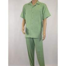 Men 2pc Walking Leisure Suit Short Sleeves By DREAMS Fancy 265-34 Lime Green image 11