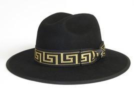 Men Bruno Capelo Hat Australian Wool Pinch Front Fedora Wesley WE975 Black Gold - £60.27 GBP
