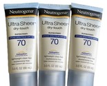 (3) Neutrogena Sunscreen Ultra Sheer SPF 70 Dry Touch Lotion 3 OZ Each E... - $24.99