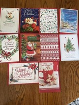 10 General Christmas Cards &amp; Envelopes Some Hallmark Free Ship Lot E - £8.59 GBP