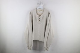 Vtg Eddie Bauer Womens XL Custom Cropped Thermal Waffle Knit Henley T-Shirt Gray - £31.03 GBP