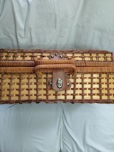 Vintage Woven Wicker Rattan Suitcase Style Picnic / Decorative storage basket  - £25.22 GBP