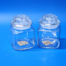 Anchor Hocking Clear Glass Canister Storage Jars &amp; Lids - Vintage But NEVER USED - £18.31 GBP