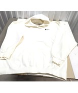 VTG Nike Cream Side Embroidered Swoosh Tag Pullover Hoodie  Sweatshirt S... - £98.06 GBP