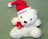 VINTAGE SANTA BLAIR TEDDY BEAR WHITE CHRISTMAS HAT PLUSH STUFFED ANIMAL ... - $10.80