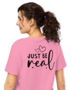 Women’s Organic Ribbed Neck T-Shirt - Real Back Print Bubble Pink - $77.49 CAD